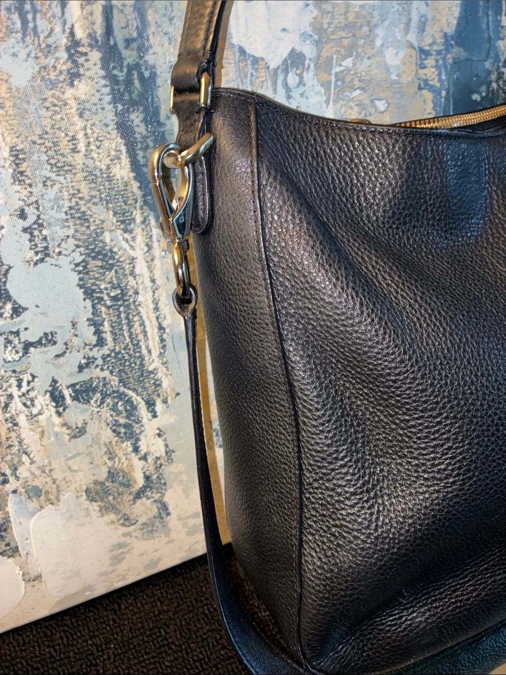 GUC Kate Spade NYC Black Pebbled Leather Shoulder Hobo 2 way bag